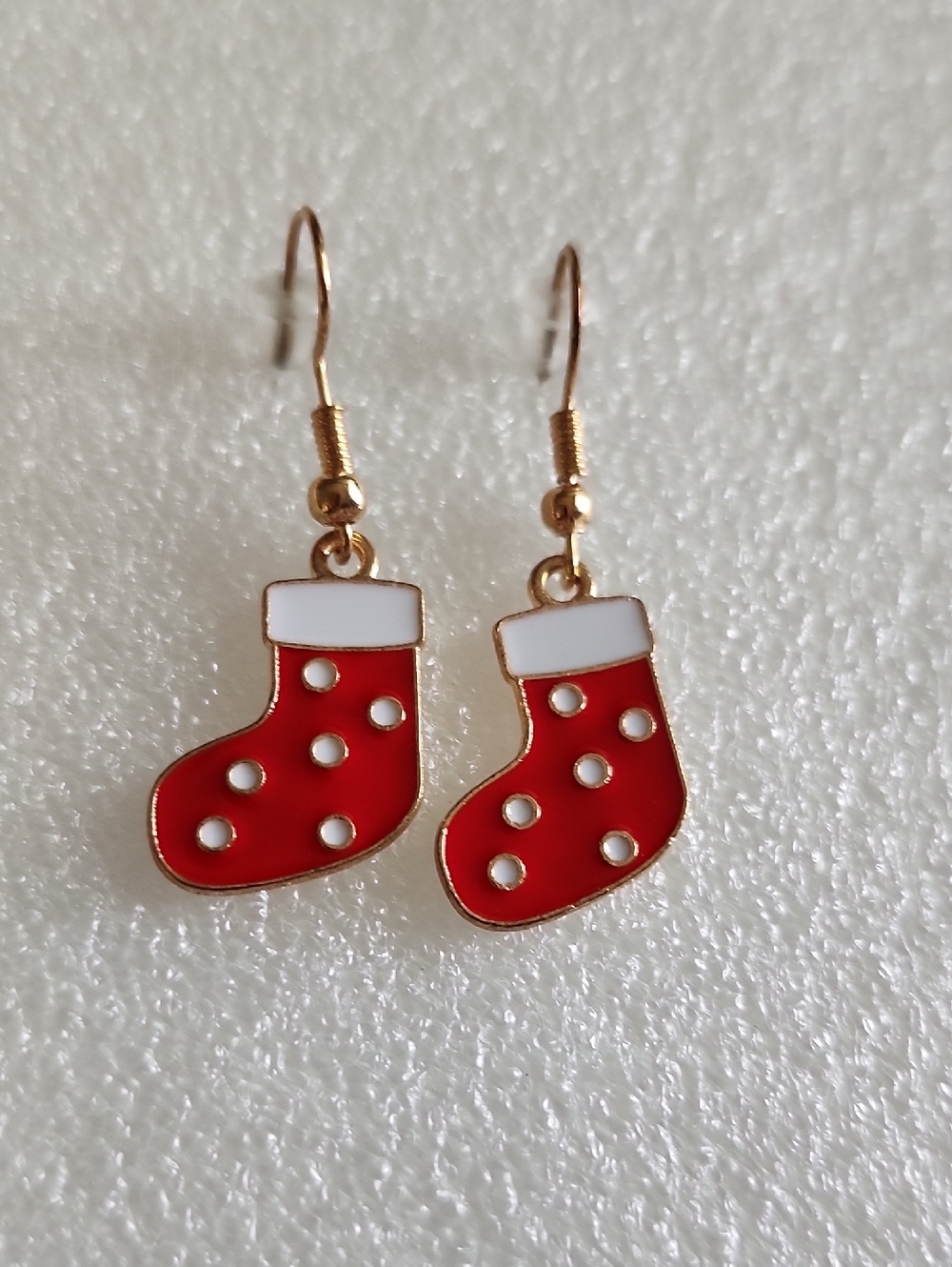 Hand Crafted Red and White Stocking Earrings